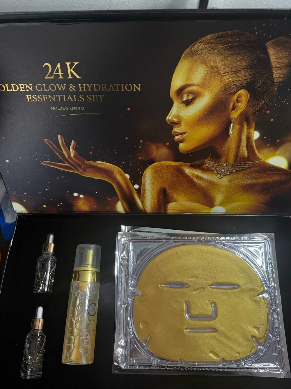 24K Golden Glow & Hydration Essentials Set - Black